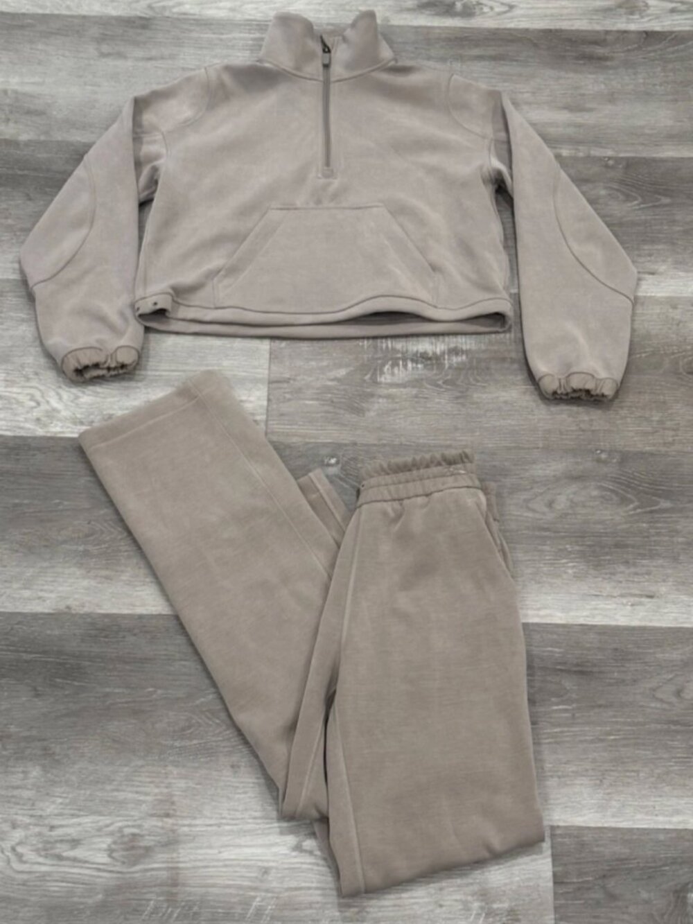 Lululemon Brushed Softstreme Half Zip Pullover Sz 0 & Pants Sz 2 Riverstone SET